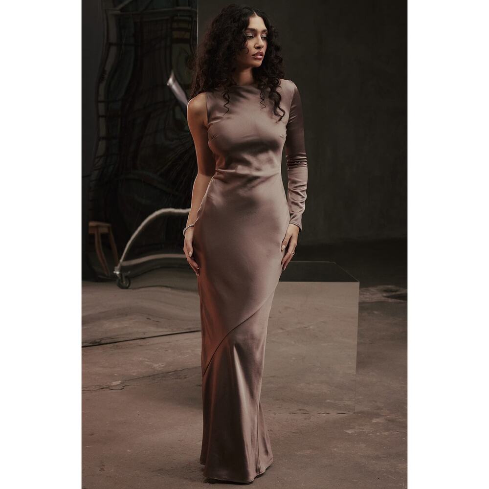 House of CB Catiana smoke one sleeve maxi dress size S